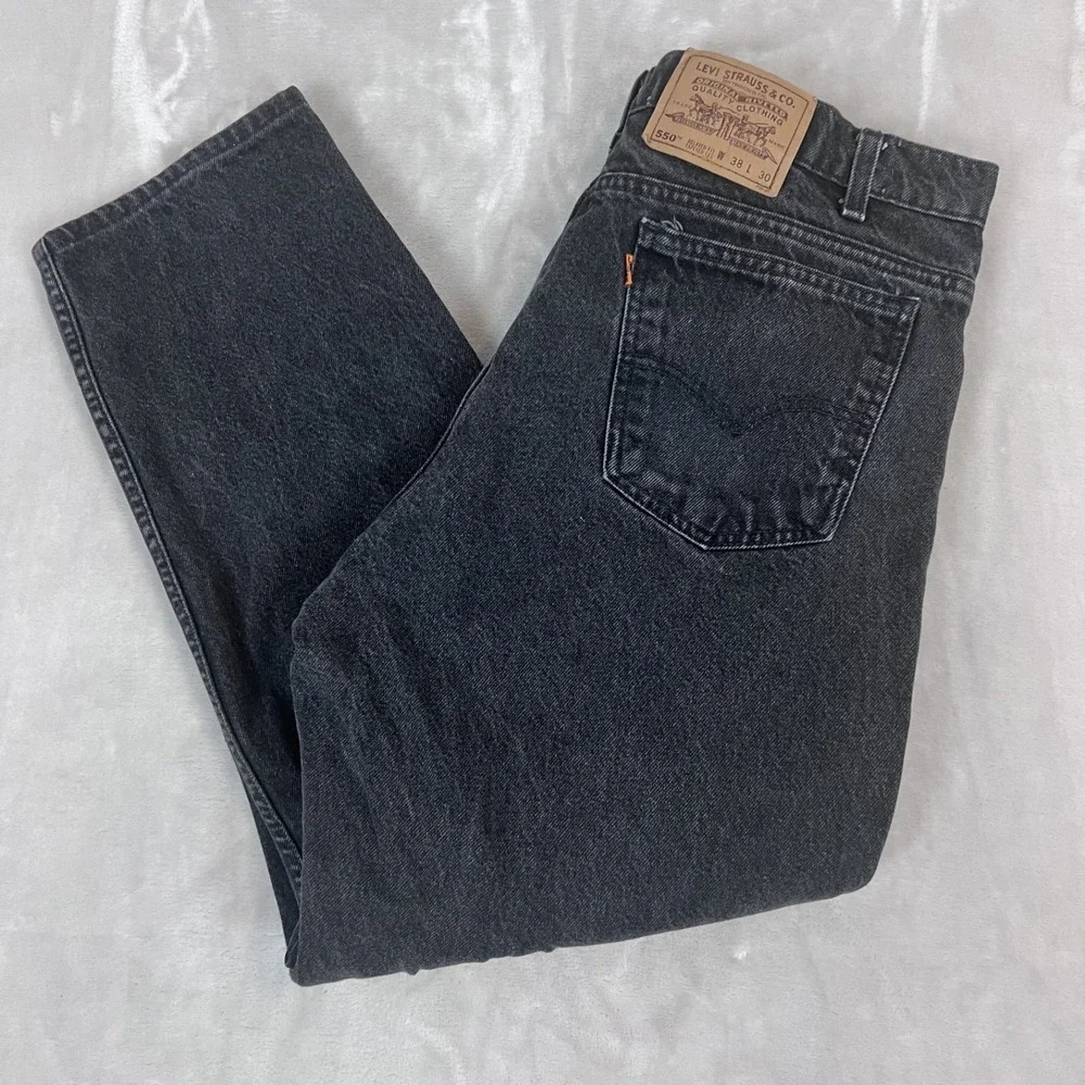Vintage Levis 550 Jeans Mens 38x27* Black Relaxed Fit Tapered Grunge Skater 90s
